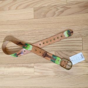 New $298 Anthropologie Linea Pelle Vintage Painted 🌲 Belt Medium